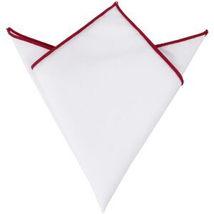 Cotton Handkerchiefs Color Contrast Trim White Pocket Squares Tuxedo Red